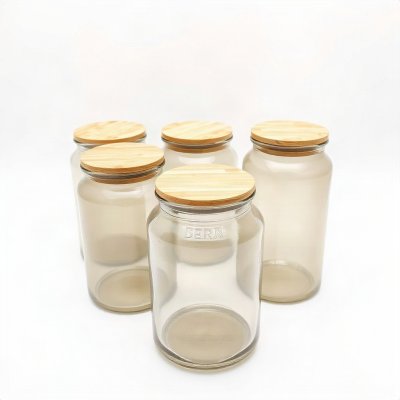 Kit 6 Potes Herméticos Vidro com Tampa Bambu