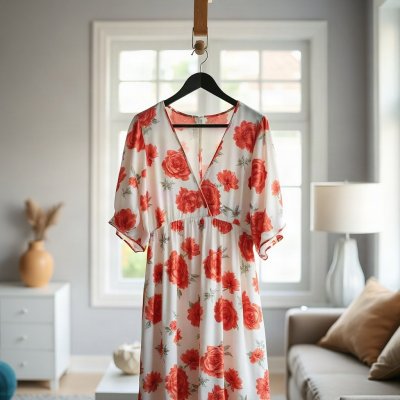 Vestido Midi Viscose Floral